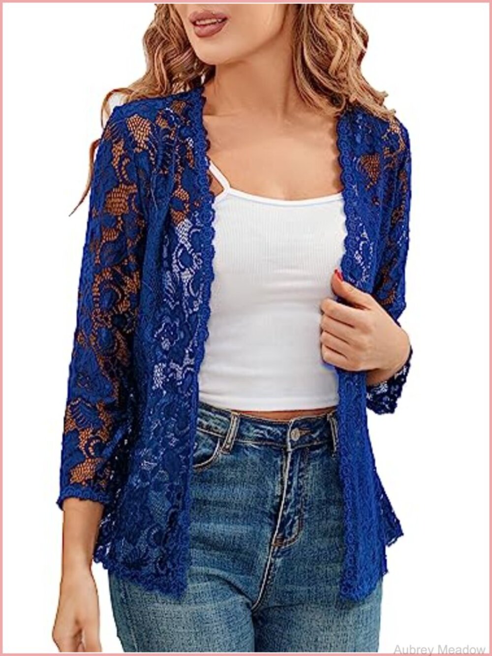 Lace Crochet Shrug Bolero 3/4 Sleeve Open Front Cardigan